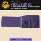 Premium 400 Grit PSA Purple Film Ceramic Longboard Sandpaper, 2-3/4" Wide Continuous 20 Yard Roll - Self Adhesive Stickyback for Auto & Wood Air File Long Board Sanders, Hand Sanding Blocks