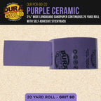 Premium 80 Grit PSA Purple Film Ceramic Longboard Sandpaper, 2-3/4" Wide Continuous 20 Yard Roll - Self Adhesive Stickyback for Auto & Wood Air File Long Board Sanders, Hand Sanding Blocks