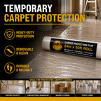 Carpet Protection Film, 24-inch x 50-foot Roll, Clear Plastic Carpet Protector, Self-Adhesive Plastic for Temporary Stair, Rug, and Floor Protection