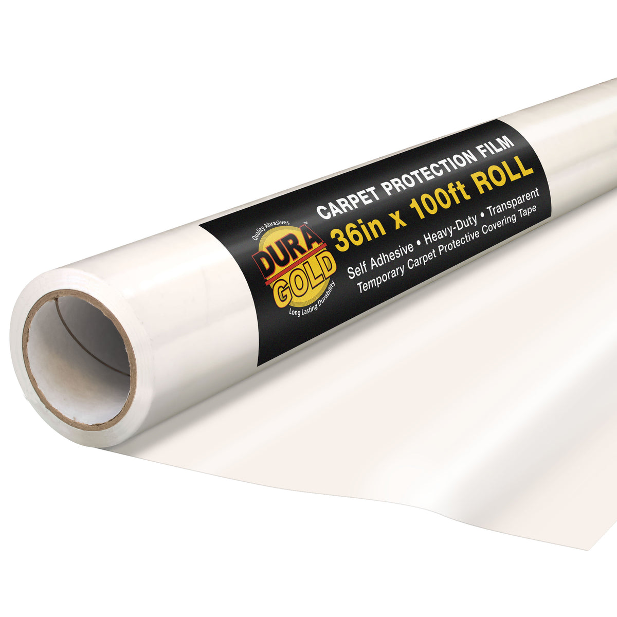 Carpet Protection Film, 36-inch x 100-foot Roll, Clear Plastic Carpet Protector, Self-Adhesive Plastic for Temporary Stair, Rug, and Floor Protection