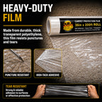 Carpet Protection Film, 36-inch x 200-foot Roll, Clear Plastic Carpet Protector, Self-Adhesive Plastic for Temporary Stair, Rug, and Floor Protection