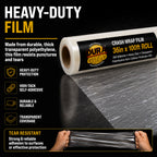 Crash Wrap Film, 36-inch x 100-foot Roll, Clear Plastic Protector, Self-Adhesive Plastic for Auto Collision, Weather, Dust Protection, Broken Windows Windshields