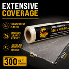 Crash Wrap Film, 36-inch x 100-foot Roll, Clear Plastic Protector, Self-Adhesive Plastic for Auto Collision, Weather, Dust Protection, Broken Windows Windshields