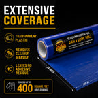 Floor Protection Film, 24-inch x 200-foot Roll, Clear Plastic Floor Protector, Self-Adhesive Plastic Floor Protection from Foot Traffic, Paint Spills, Dust, Construction, Moving