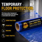Floor Protection Film, 24-inch x 200-foot Roll, Clear Plastic Floor Protector, Self-Adhesive Plastic Floor Protection from Foot Traffic, Paint Spills, Dust, Construction, Moving