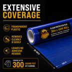 Floor Protection Film, 36-inch x 100-foot Roll, Clear Plastic Floor Protector, Self-Adhesive Plastic Floor Protection from Foot Traffic, Paint Spills, Dust, Construction, Moving