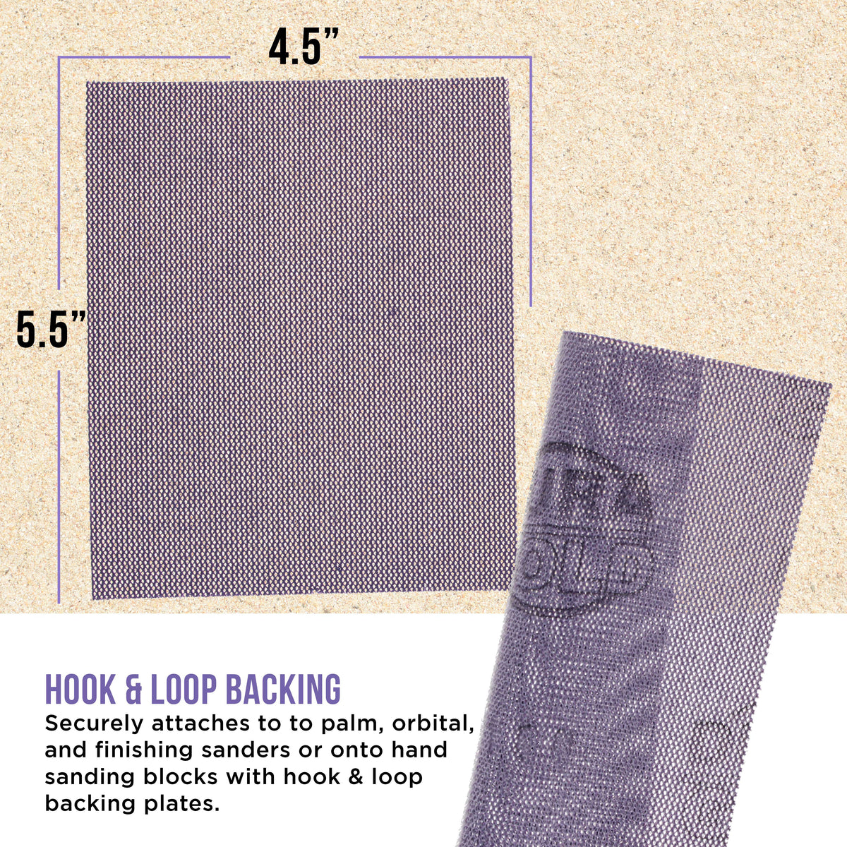 Premium 320 Grit 1/4 Sheet Size Purple Ceramic Mesh Sandpaper, Box of 16 - 4.5" x 5.5" Dustless Hook & Loop Backing, Palm Sanders, Sanding Blocks - Long-Lasting Fast Cut