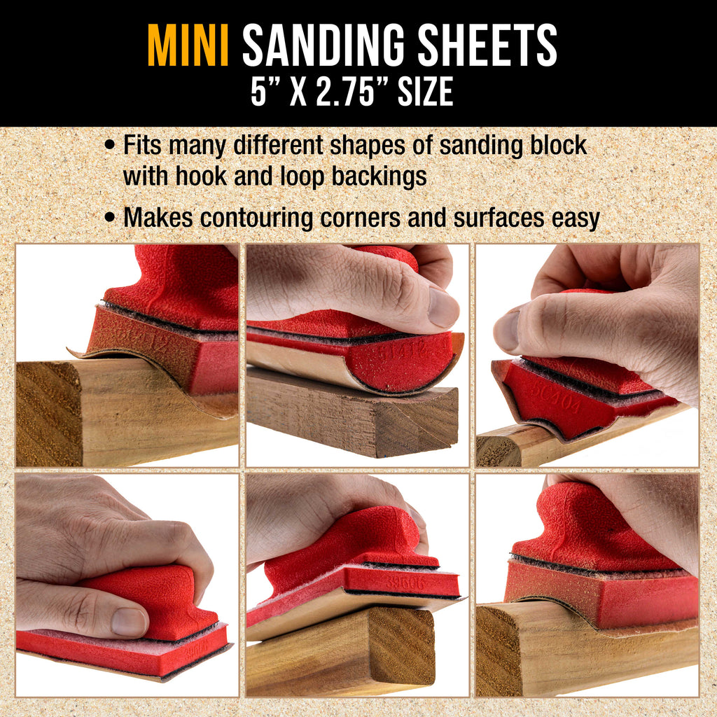 Premium 5" x 2.75" Gold Sandpaper Sheets, 40 Grit (Box of 30) - Hook & Loop Backing, Wood Furniture Woodworking, Auto Paint - For Palm Sanders, Clip-On, Hand Sanding Blocks
