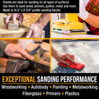 Premium 5" x 2.75" Gold Sandpaper Sheets, 80 Grit (Box of 40) - Hook & Loop Backing, Wood Furniture Woodworking, Auto Paint - For Palm Sanders, Clip-On, Hand Sanding Blocks