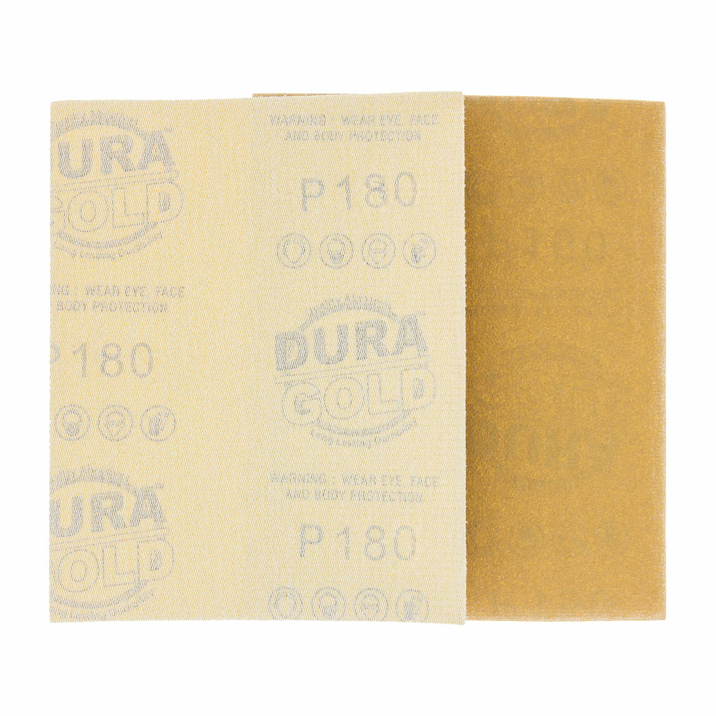 180 Grit - 1/4 Sheet Hook & Loop Sandpaper 5.5" x 4.5" - For Automotive & Wookworking Palm Sanders - Box of 25