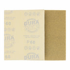60 Grit - 1/4 Sheet Hook & Loop Sandpaper 5.5" x 4.5" - For Automotive & Wookworking Palm Sanders - Box of 16