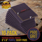 Premium 6" x 9" Purple Medium Fine Scuff Pads, Box of 10 - Scuffing, Sanding, Cleaning, Auto Paint Color Blend Surface Adhesion Preparation