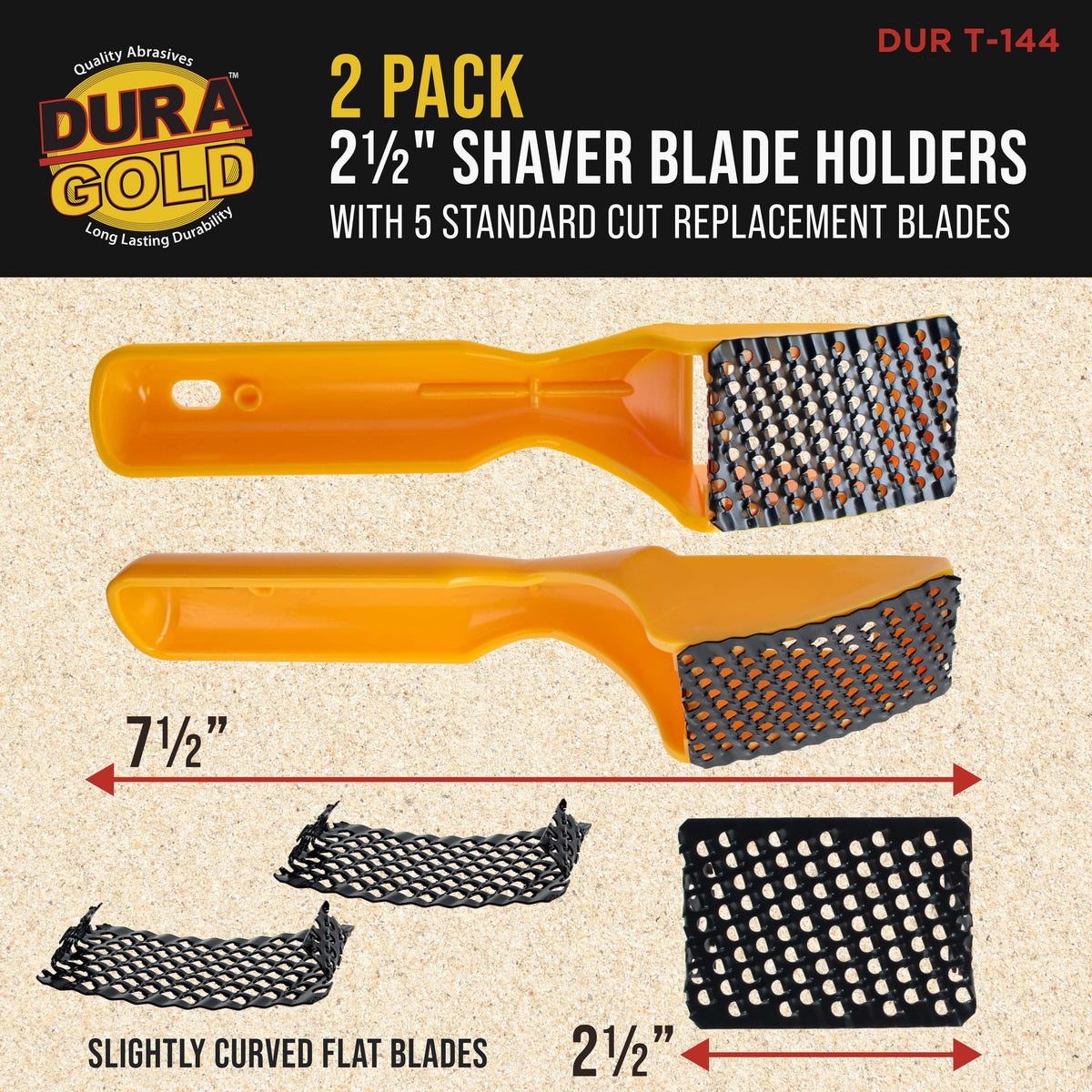 2-1/2" Shaver Blade Holder with Handles, Includes 5 Total Standard Cut Replacement Blades - Steel Rasp, Cheesegrater, Auto Body Filler