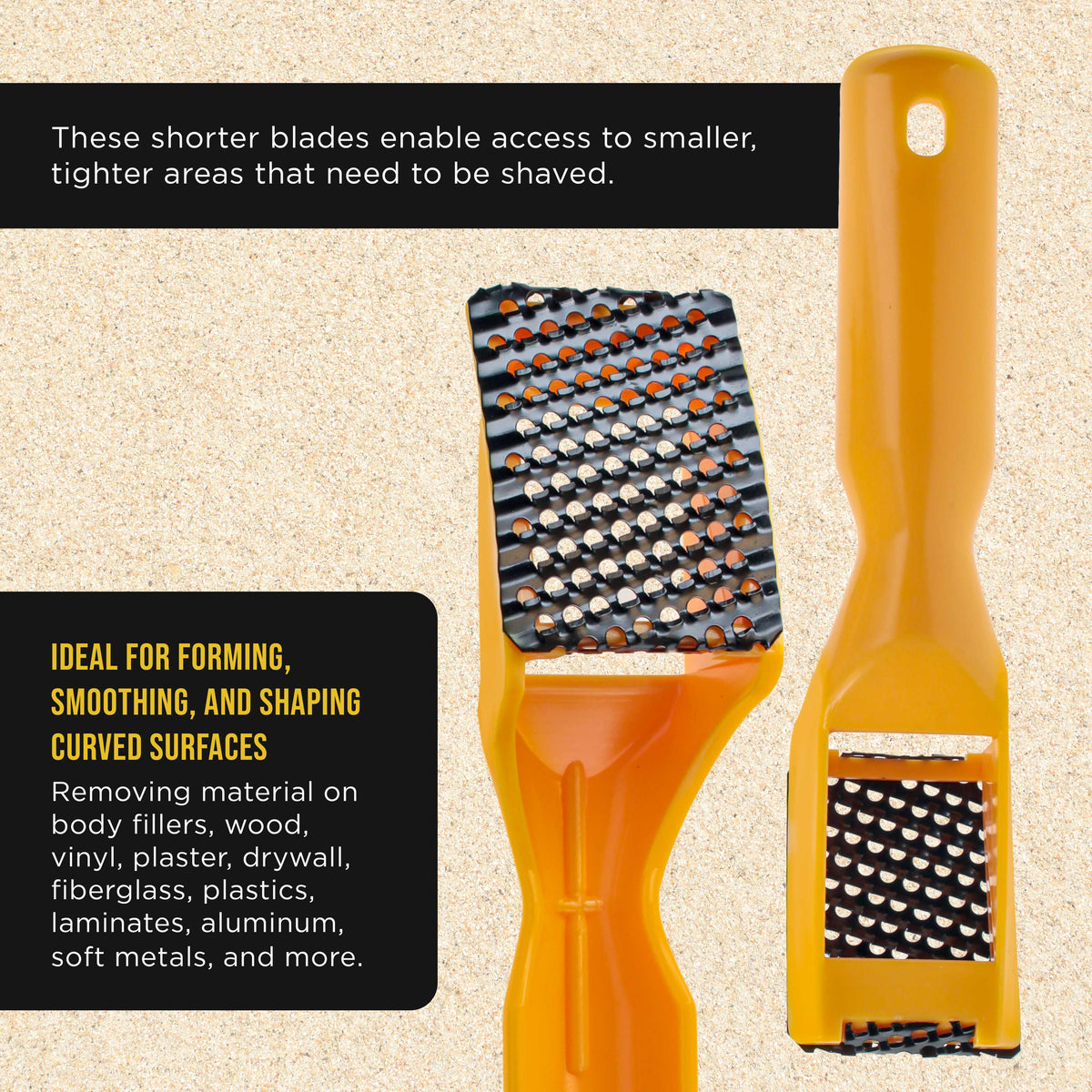 2-1/2" Shaver Blade Holder with Handles, Includes 5 Total Standard Cut Replacement Blades - Steel Rasp, Cheesegrater, Auto Body Filler