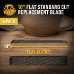 10-Inch Flat Standard Cut Replacement Blade, Pack of 6 - Steel Shaver Cheesegrater Rasp for Auto Body Filler, Car Dent Repairs