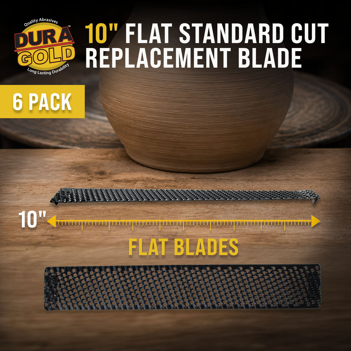 10-Inch Flat Standard Cut Replacement Blade, Pack of 6 - Steel Shaver Cheesegrater Rasp for Auto Body Filler, Car Dent Repairs