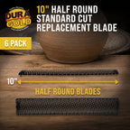 10-Inch Half Round Standard Cut Replacement Blade, Pack of 6 - Steel Shaver Cheesegrater Rasp for Auto Body Filler, Dent Repairs