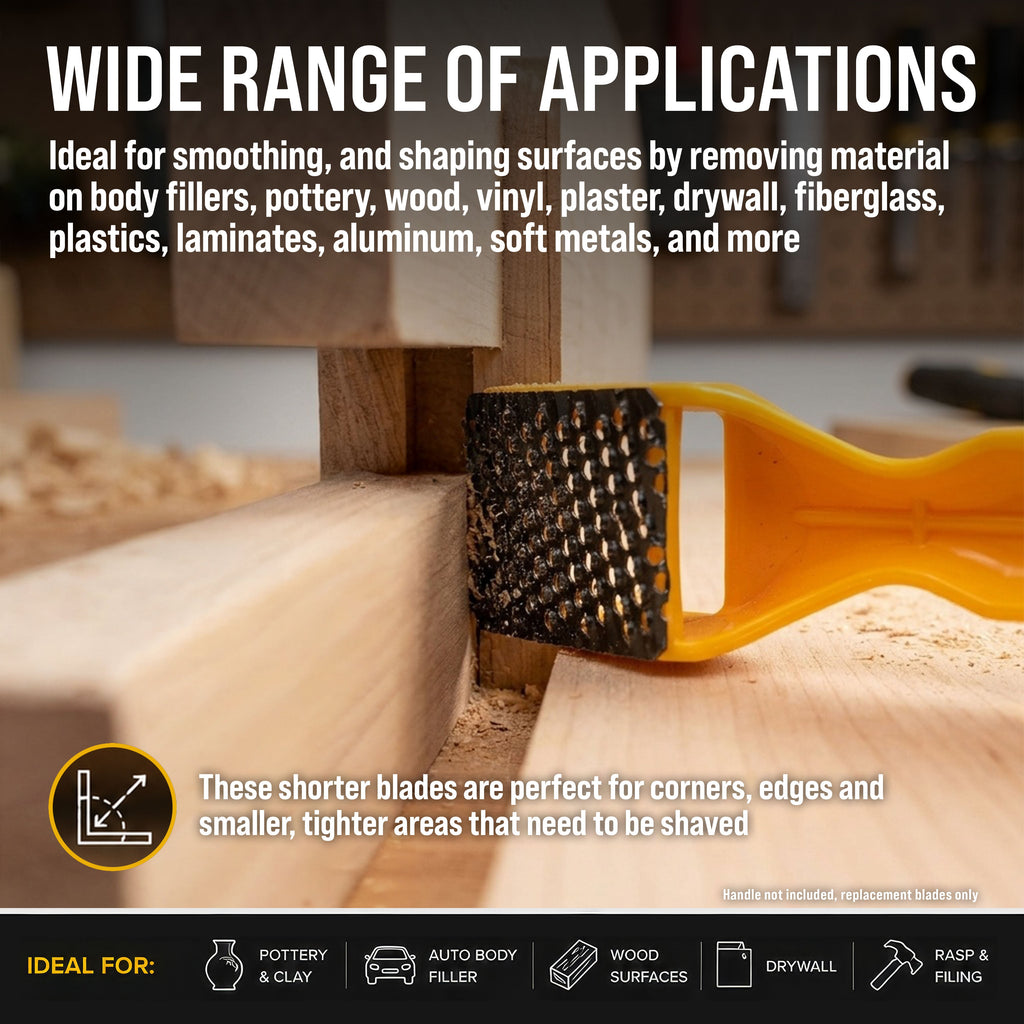 2-1/2" Flat Standard Cut Replacement Blade, Pack of 6 - Steel Shaver Rasp Block Plane, Cheesegrater, Auto Body Filler