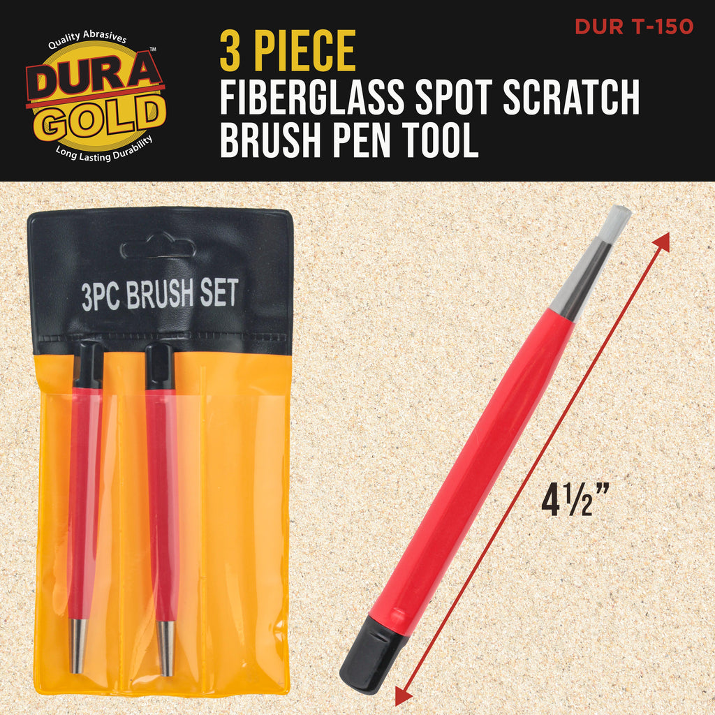 Fiberglass Spot Scratch Brush Pen Tool, Pack of 3 - Clean, Sand, Scuff Surfaces, Remove Rust & Corrosion, Prep Sanding Auto Paint Scratches