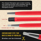 Fiberglass Spot Scratch Brush Pen Tool, Pack of 3 - Clean, Sand, Scuff Surfaces, Remove Rust & Corrosion, Prep Sanding Auto Paint Scratches