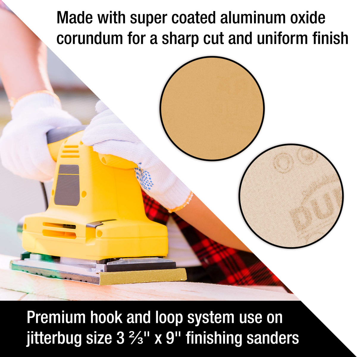 Sandpaper 1/3 Sheet Variety Pack - 80, 120, 150, 220 & 320 Grit (4 Sheets Each, 20 Total) - Gold, 3-2/3" x 9", Hook & Loop