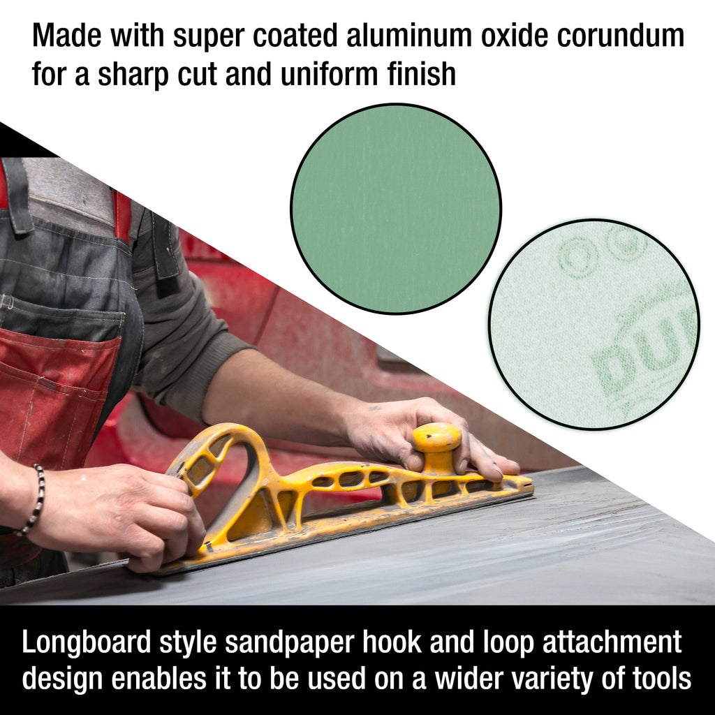 Premium 2000 Grit Green Film Longboard Continuous Sandpaper Roll, 2-3/4" Wide, 12 Yards Long, Hook & Loop Backing - Detailing, Color Sanding