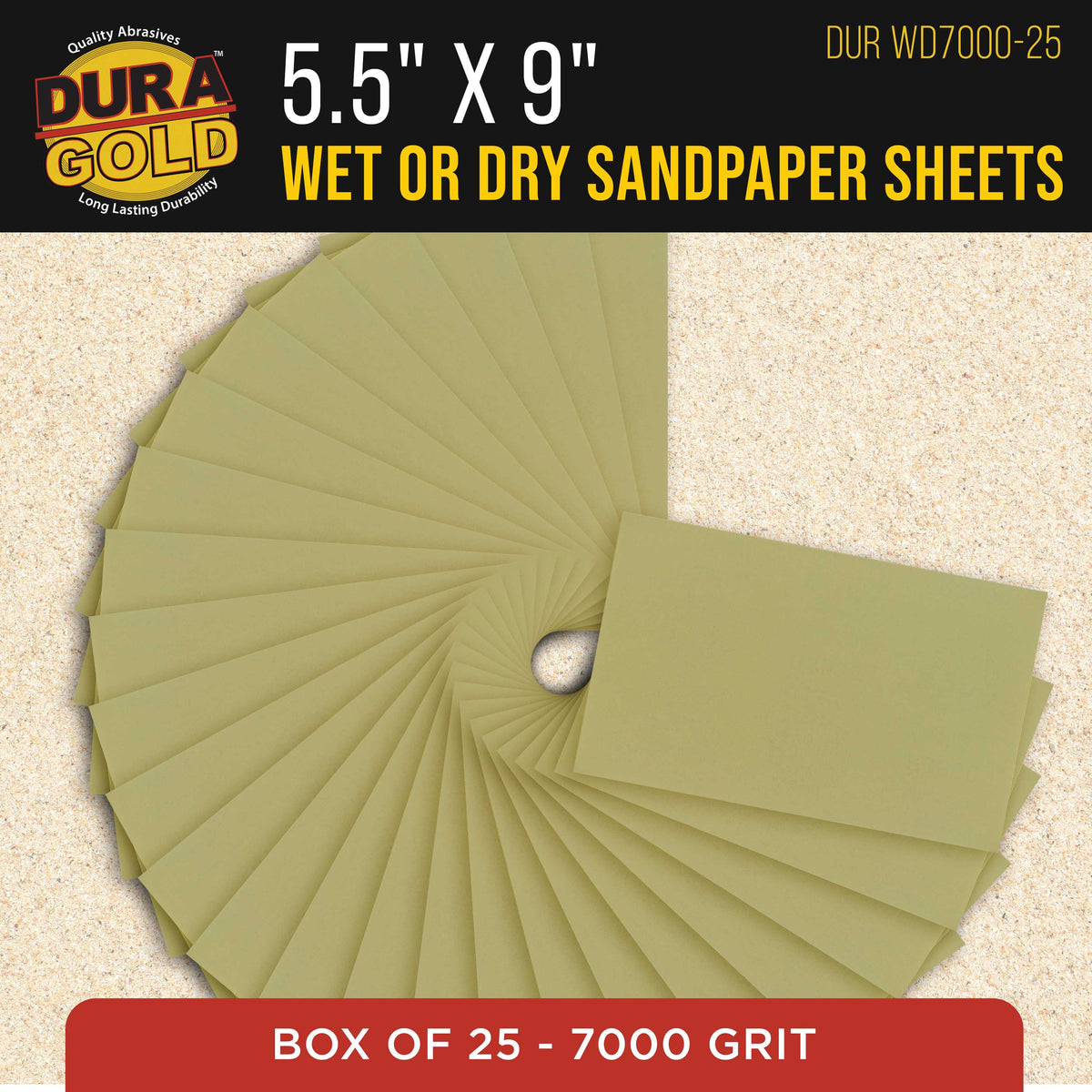 Premium 7000 Grit Wet or Dry Sandpaper Sheets, 5-1/2" x 9", Box of 25 - Auto Car Color Sanding Detailing, Polishing Wood, Plastic, Glass, Epoxy, Stone, Metal Finishing Hand Sand Block Sander