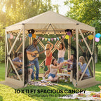 10' x 11' Pop Up Gazebo Screen Tent with Mesh Netting, Beige