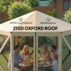 10' x 11' Pop Up Gazebo Screen Tent with Mesh Netting, Beige