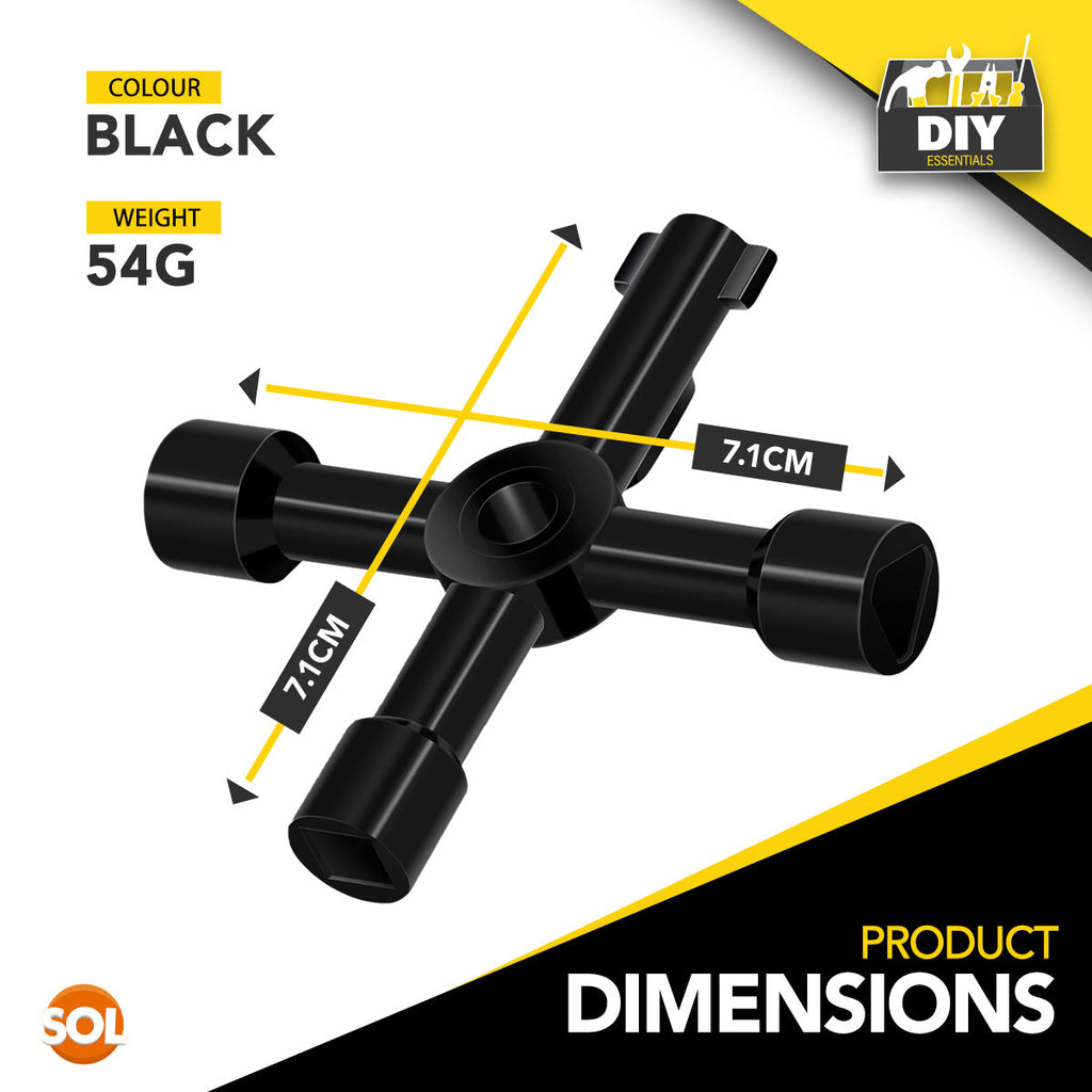 4-Way Utility Key | Multifunctional Meter & Cabinet | Anti-Rust Steel