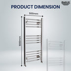 iBathUK Zypher Curved Heated Towel Rail Bathroom Radiator - Chrome