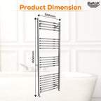 iBathUK Zypher Curved Heated Towel Rail Bathroom Radiator - Chrome