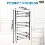 iBathUK Zypher Curved Heated Towel Rail Bathroom Radiator - Chrome