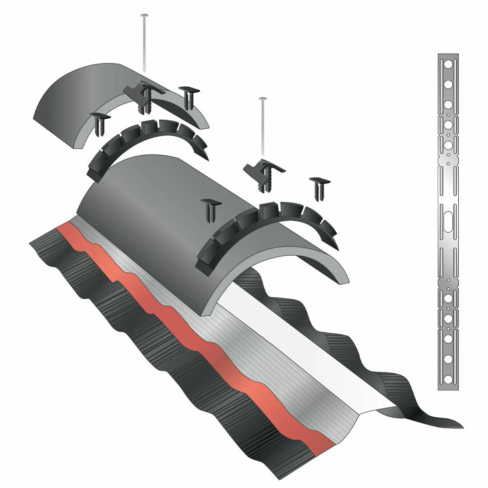 6m Dry Ridge Kit – Ventilated Mortar-Free Ridge & Hip Fixing System