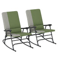 2-Piece Folding Outdoor Rocking Chairs, Dark Green