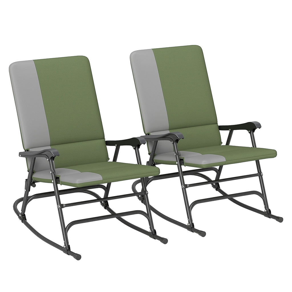 2-Piece Folding Outdoor Rocking Chairs, Dark Green