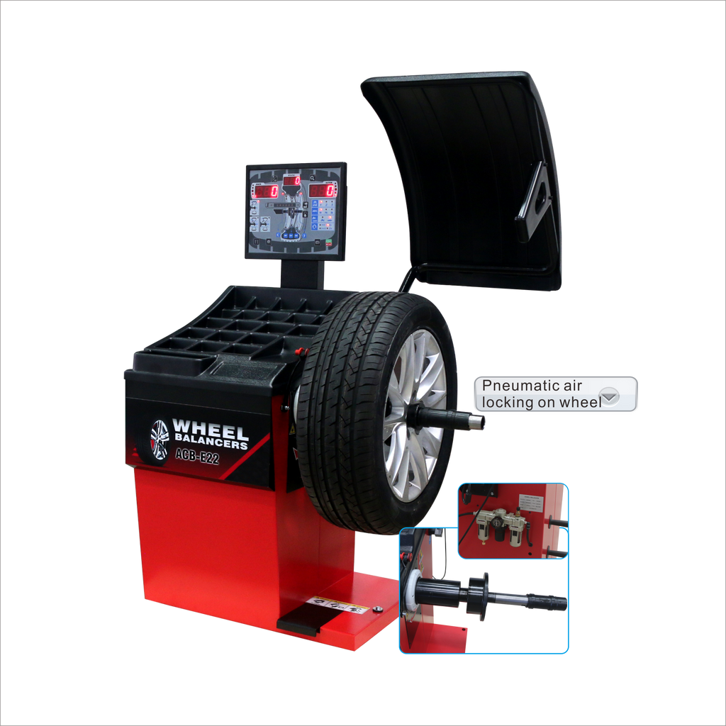 ACE Wheel Balancer ACB-E22 – LCD Display, Pneumatic Lock, 10"-32" Rim automatic locating and locking position, laser indicator for 12o'clock and 6o'clock position