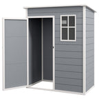 5' x 3' Outdoor Storage Shed with Lockable Door & Window, Waterproof, Grey