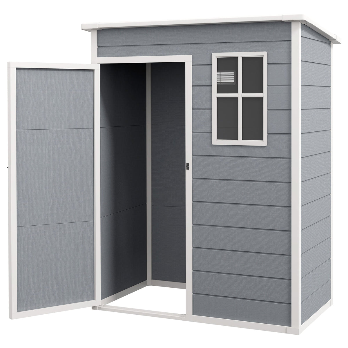 5' x 3' Outdoor Storage Shed with Lockable Door & Window, Waterproof, Grey
