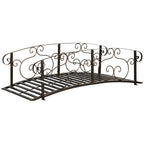 6' Metal Arch Garden Bridge with Safety Siderails, Bronze Footbridge