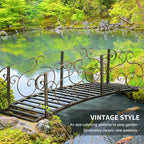 6' Metal Arch Garden Bridge with Safety Siderails, Bronze Footbridge