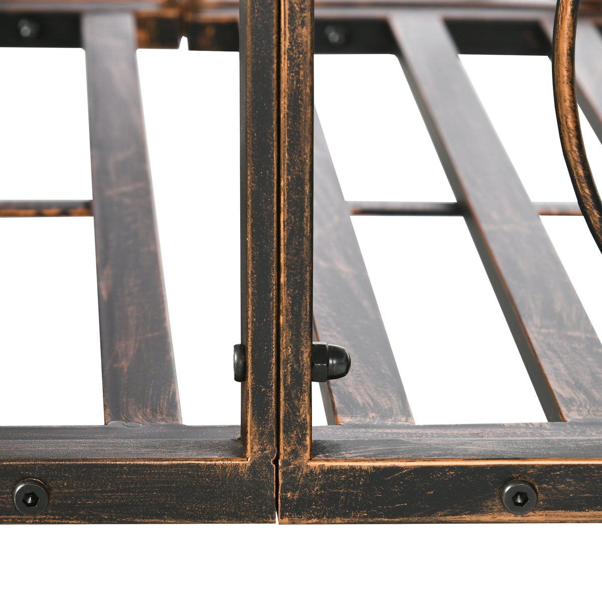 6' Metal Arch Garden Bridge with Safety Siderails, Bronze Footbridge