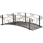 6' Metal Arch Garden Bridge with Safety Siderails, Bronze Footbridge