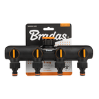 4-Way Tap Splitter Orange/Black with Valves