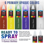 Multi-Purpose with Air Compressor - 6 Primary Opaque Colors Acrylic Paint Artist Set - G22 Gravity Feed Airbrush and