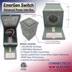 Connecticut Electric EGSPI50 50 Amp Generator Power Inlet Box with Weatherproof Cover