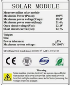 400W 12V Fixed Monocrystalline StarPower Solar Panel