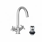 Elmbridge Crosshead Basin Mixer Tap with Click Clack Waste - Chrome