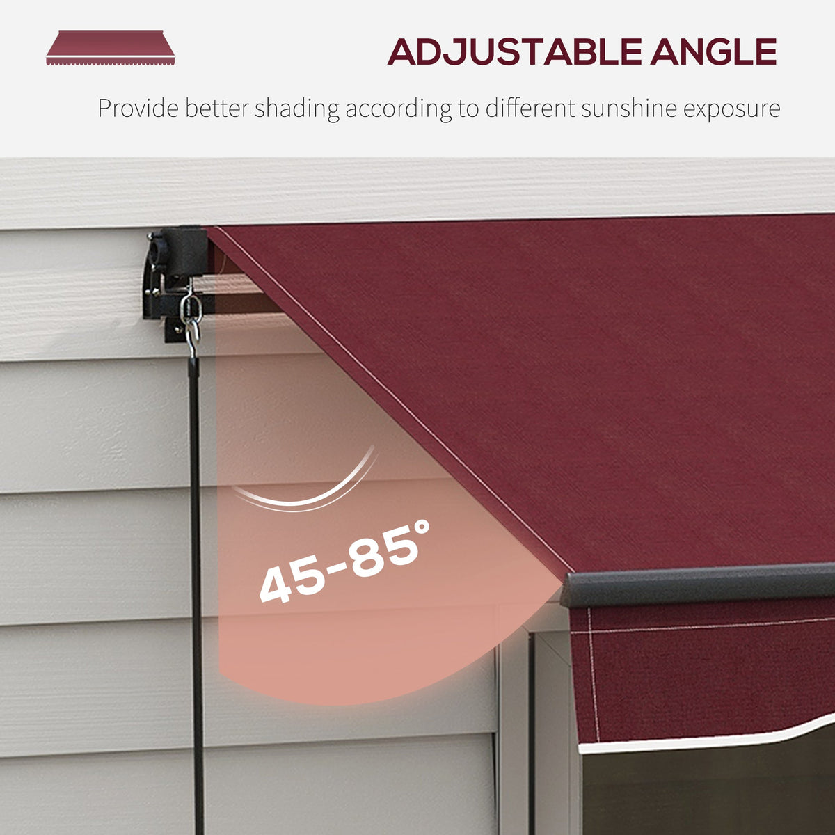 13' x 10' Retractable Awning with Manual Crank, 280gsm UV Resistant Fabric and Aluminum Frame, Wine Red