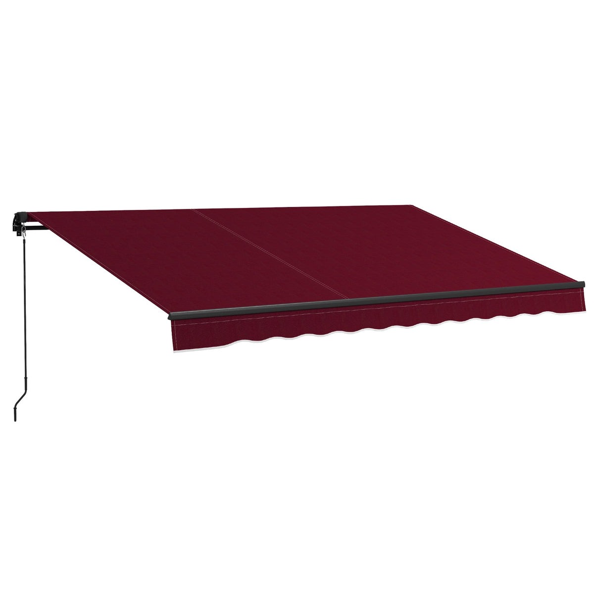 13' x 10' Retractable Awning with Manual Crank, 280gsm UV Resistant Fabric and Aluminum Frame, Wine Red